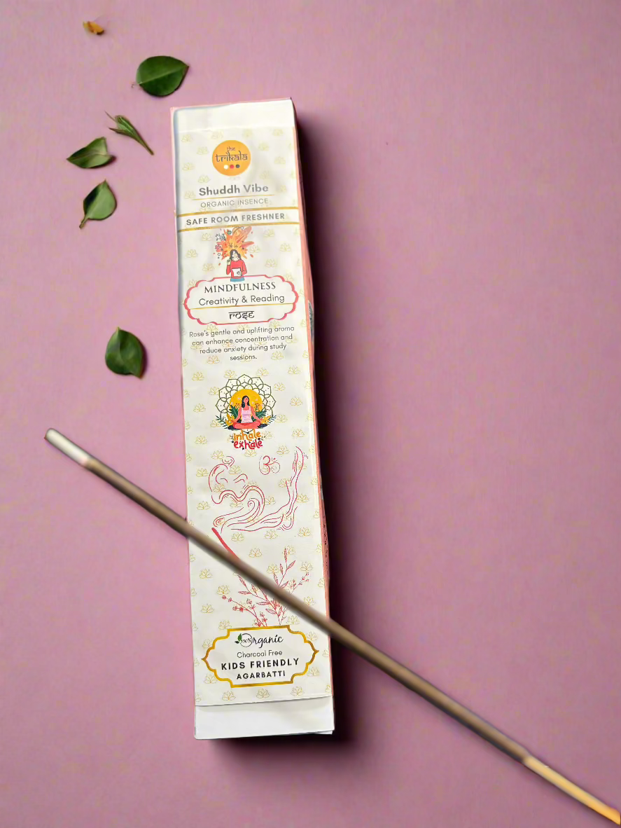 MINDFULNESS - ROSE - for Creativity & Reading - Organic Agarbatti - Shuddha Vibe Incense Sticks